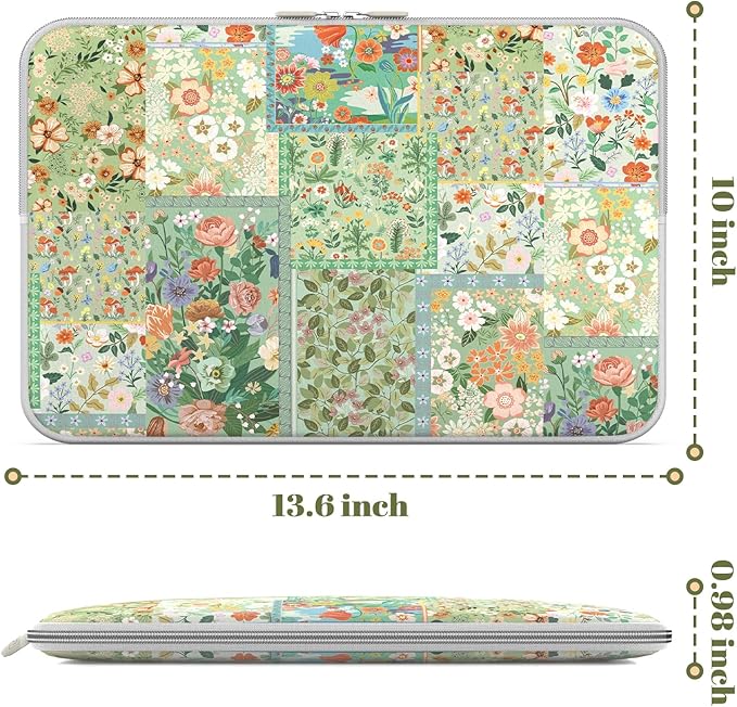 iCasso Laptop case 13 inch for MacBook Air 13-13.6 inch, Cute Laptop Sleeve for MacBook Pro 13 inch 14 inch, Slim Protective Travel Carrying Case Sleeve for 13 inch Chromebook, HP, Dell,Green Puzzle