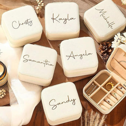 DayOfShe Personalized Name Jewelry Box Christmas Stocking Stuffers for Teenagers Girls Women Gifts, Custom Small Travel Jewelry Case for Wedding Gifts Bridesmaid Proposal Gifts