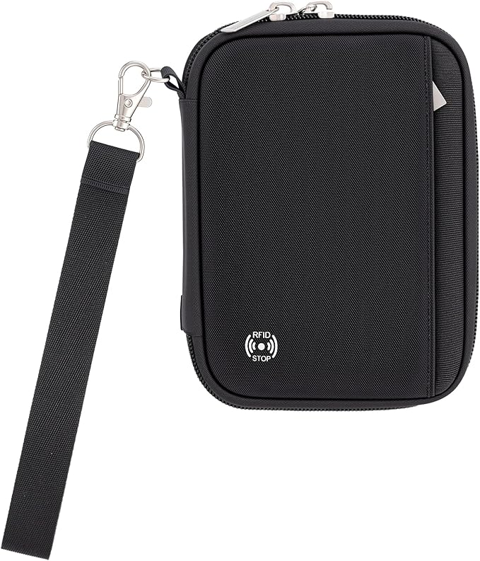 WALNEW Passport Holder for Travel - RFID Blocking Travel Wallet Essentials Organizer with Card Slots & Zipper Pocket (Women/Men), Black