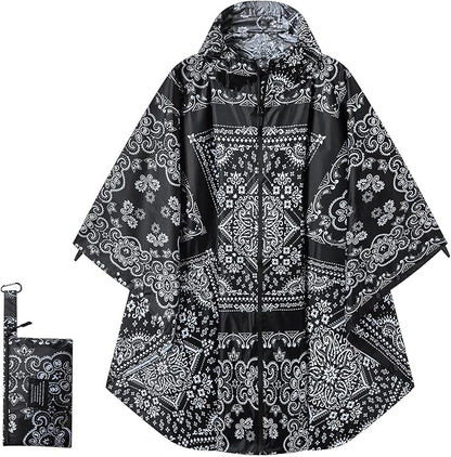 Hooded Rain Ponchos for Adult - Rain Coat and Rain Jacket with Waterproof Pocket and Zipper
