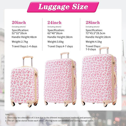 Luggage Sets 3 Piece Durable Suitcase Set with Spinner Wheels, 3 Pcs Hardside Lightweight luggage with TSA Lock, Large Checked Travel Suitcases