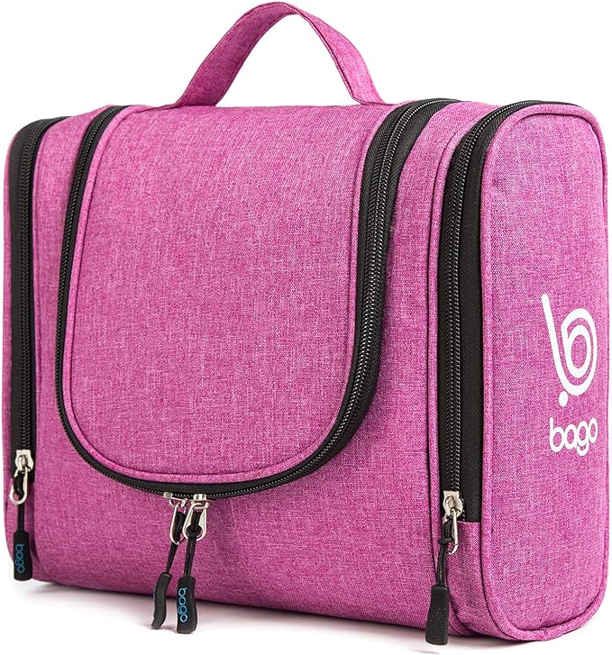 Bago Travel Toiletry Bag for Women and Men X-Large Waterproof Hanging Large Toiletry Bag for Bathroom and Travel Bag for Toiletries Organizer - Makeup Bag (SnowPink)