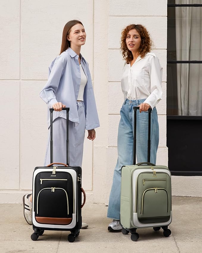 LOVEVOOK Carry on Luggage 22x14x9 Airline Approved with Garment Bag & Spinner Wheels, 22 Inch Large Rolling Suitcase with TSA Lock, 49L Lightweight Underseat Carryon Luggage for Women Travel Overnight