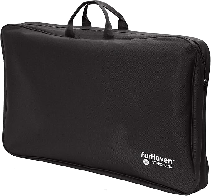 Furhaven Deluxe Multi-Panel Hard Bottom Platform Bridge Backseat Protector w/ Travel Bag - Black, One Size