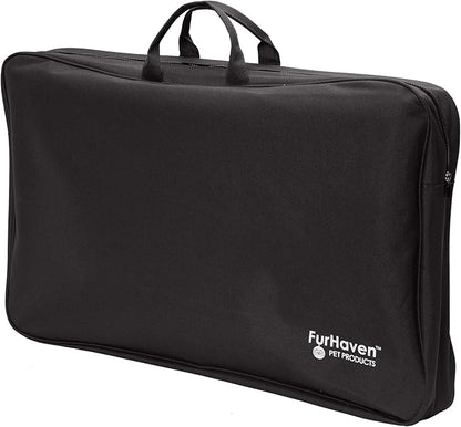 Furhaven Deluxe Multi-Panel Hard Bottom Platform Bridge Backseat Protector w/ Travel Bag - Black, One Size