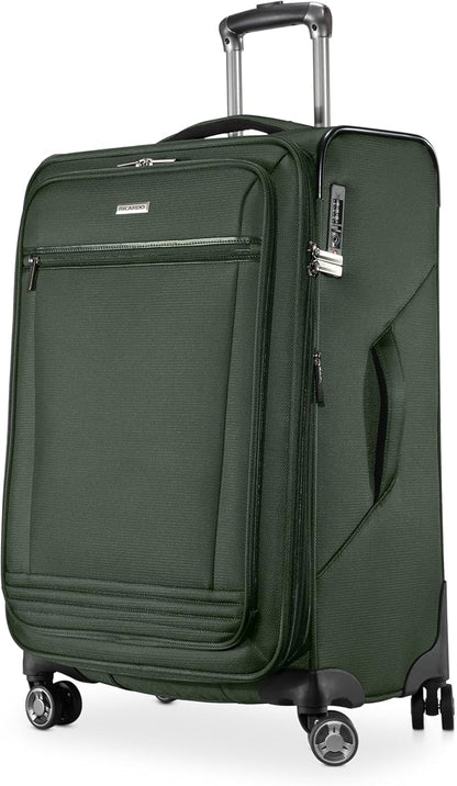 Ricardo Beverly Hills Avalon Softside Medium Check-In Luggage Made with Sustainable 100% Recycled PET (rPET), Lightweight, Eco-Friendly Travel, Expandable, Dual Spinner Wheels, Juniper Green, 24-inch
