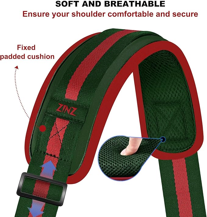 ZINZ 79.5" Universal Strap with Ultra-Thick Fixed Breathable Pad - Adjustable Heavy-Duty Shoulder Strap for Laptop, Crossbody, Luggage, Gym, Camera Bag and More - TW01B04