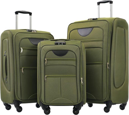 Luggage Sets 3 Piece Softside Expandable Lightweight Durable Softshell Suitcase Sets Spinner Wheels TSA Lock