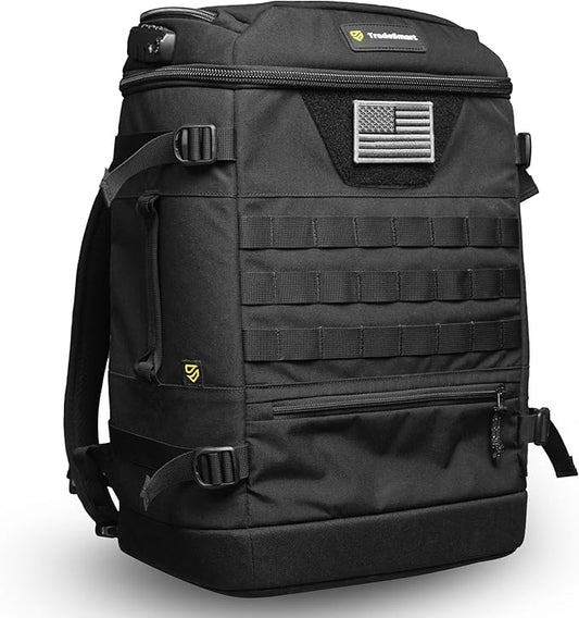 TradeSmart Tactical Carry On Backpack – Max Airline Size, 3 TSA Locks, Laptop Compartment & Cordura Fabric