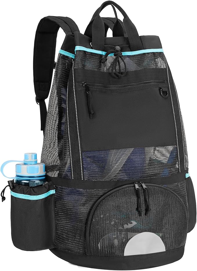 Fasrom Scuba Diving Backpack, XL Mesh Dive Bag for Snorkeling Gear, Mask, Fins, Snorkel, with Shoe Compartment and Wet & Dry Separation, Black