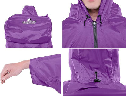 Adventure World Globotrekker Backpack Poncho Lightweight Waterproof Rain Poncho for Hiking, Camping, Travel & Outdoor Use