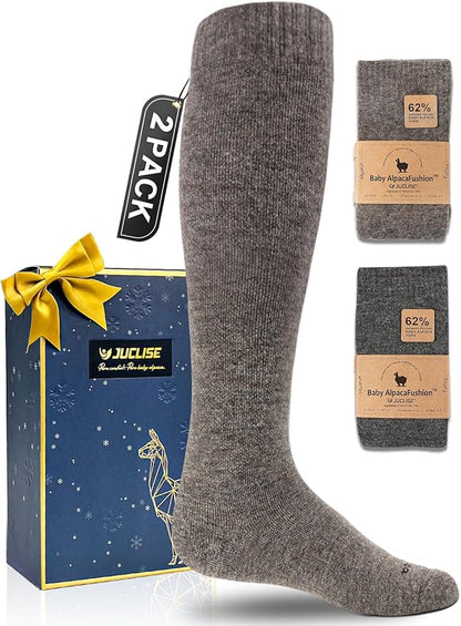 Alpaca Wool Heavyweight 15-25 mmHg Knee High Compression Support Socks Thick Winter Thermal Warm Soft Travel Flying