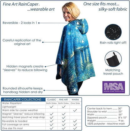 RainCaper EttaVee Bold Flowers Womens Rain Cape Poncho with Hood Reversible