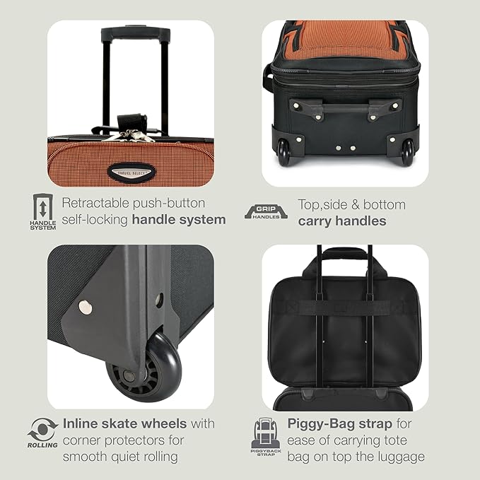 Travel Select Amsterdam Softside Expandable Luggage with Rolling Wheels, Burgundy, 4-Piece Set (15/21/25/29)
