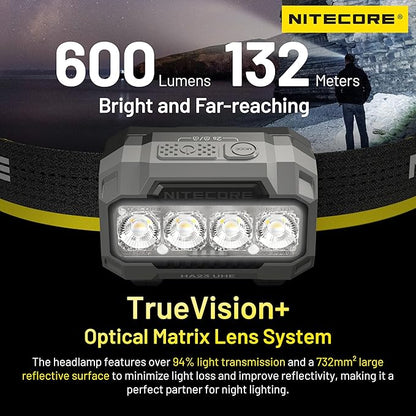 Nitecore HA23 UHE 600 Lumen MCT Outdoor Headlamp Multiple Color Temperatures Lightweight AAA Headlight Tag (Green)