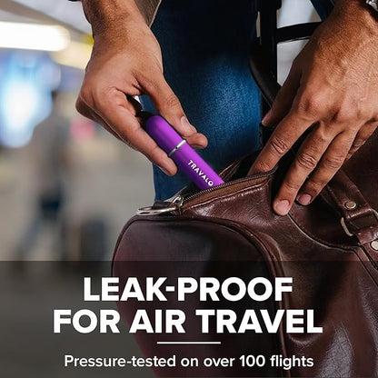 Travalo Classic HD Perfume Atomizer - Leak-Proof and TSA Approved for Air Travel - Reusable, Airtight, Easy-Fill Mini Pump Sprayer - Lightweight, Elegant Design w/Volume Window - Purple 0.17oz
