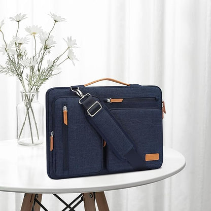 MOSISO 360 Protective Laptop Shoulder Bag,14 inch Computer Bag Compatible with HP Lenovo Dell ASUS Acer, HP, Dell Latitude, Lenovo,Side Open Messenger Bag with 4 Zipper Pockets&Handle, Navy Blue