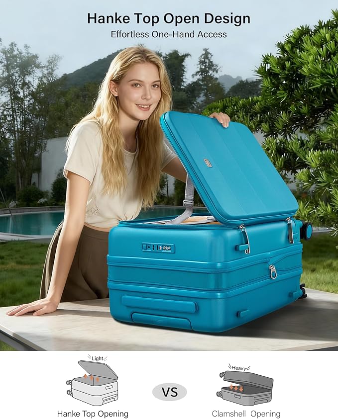 Hanke Hardside Expandable Large Checked Luggage, 28 Inch Top Opening Trunk Luggages with Spinner Wheels, All-PC Hard Shell Suitcase, Lightweight TSA Approved (Grey, 120L)