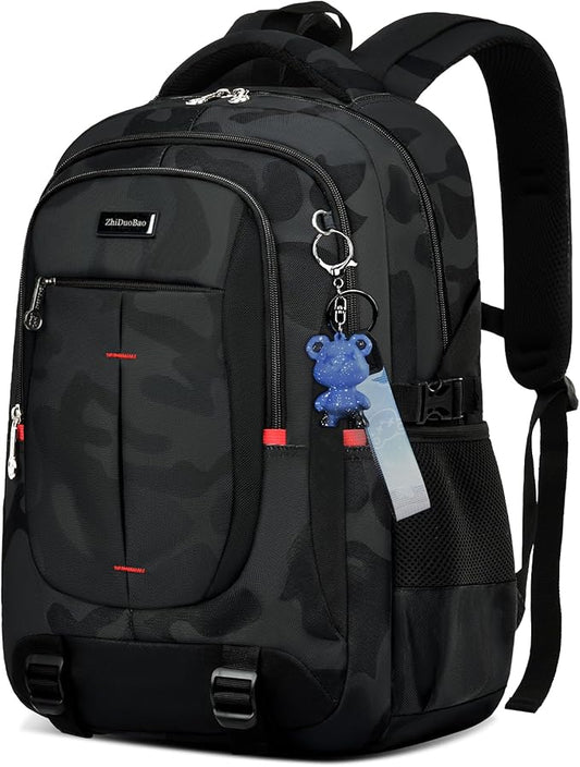 schoolbags for Middle school and high school student，high-capacity camo bookbags for Teens boys，Water Resistant Anti Theft Travel backpack with Computer compartment Fits 15.6 Inch Laptop