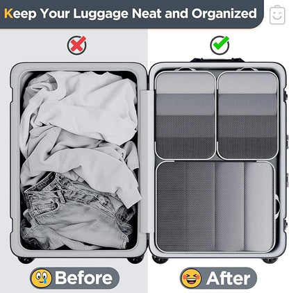 Veken 6/9/11 Set Compression Packing Cubes for Travel Essentials,Compressible Expandable Large Luggage Suitcase Organizer Bags for Clothing,Durable Space Saver Storage Bags(Black)