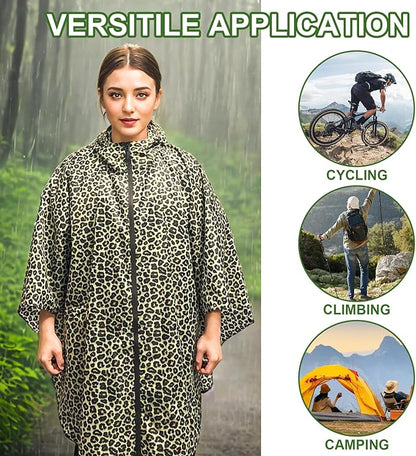 Hooded Rain Ponchos for Adult - Rain Coat and Rain Jacket with Waterproof Pocket and Zipper