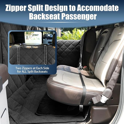Dog Car Seat Cover for Back Seat, Hard Bottom Car Seat Cover with Door Protector for Full-Size Crewcab Trucks, Scratch-Resistant, Waterproof Back Seat Extender for Dogs
