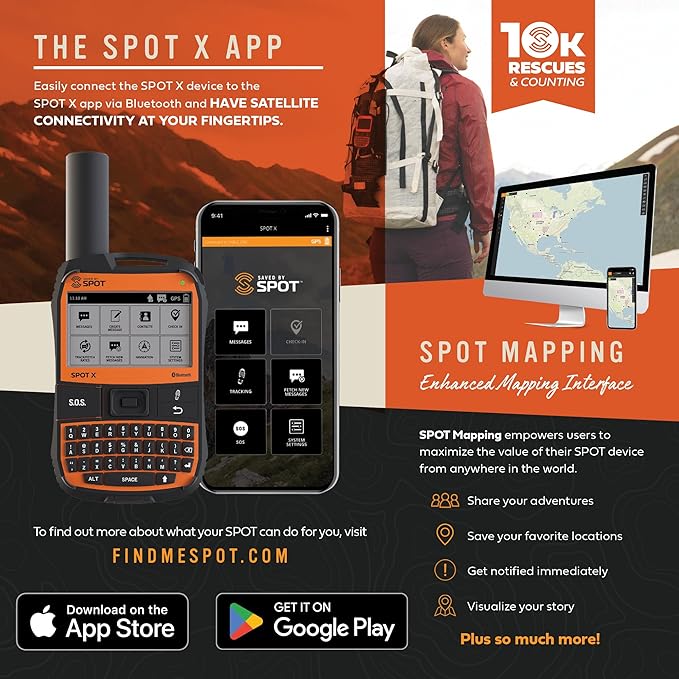 Spot X with Bluetooth 2-Way Satellite Messenger | SOS Protection | Handheld Portable 2-Way GPS Messenger for Hiking, Camping, Cars| Globalstar Satellite Network Coverage | Subscription Applicable