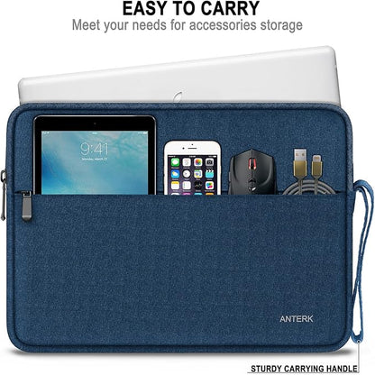 Laptop Sleeve Case 14 Inch, Water Resistant Traveling Computer Cover with Handle, Shockproof Protective Carrying Laptop Bag Compatible for 14 Inch MacBook Air/Pro, HP, Dell, Lenovo, Blue