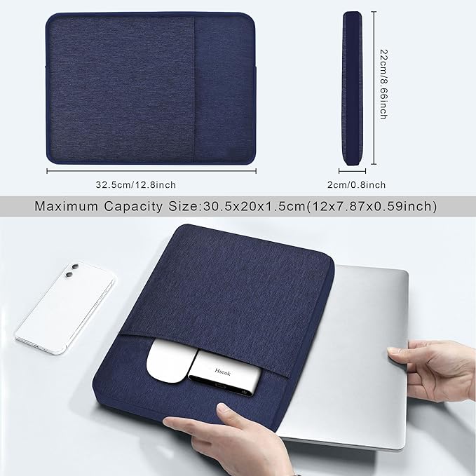 Slim Laptop Case 13.3 14 inch Sleeve, Rainproof & Shockproof Carrying Case for Notebooks Compatible with MacBook Pro 14" and All Models 13.3" MacBook Air/Pro, Most Popular 13"-14" PC,Blue