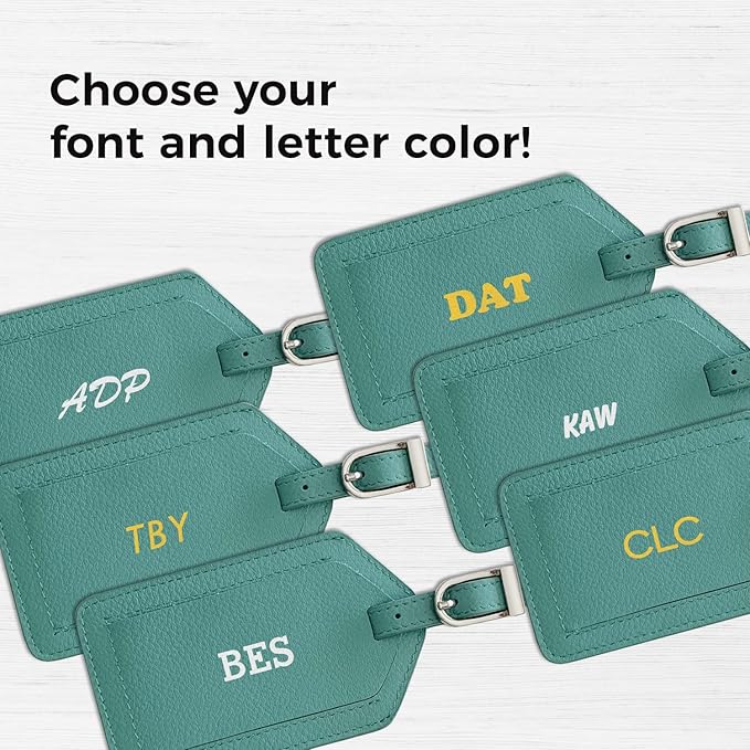 Personalized Monogrammed Leather Luggage Tags - 3 Pack