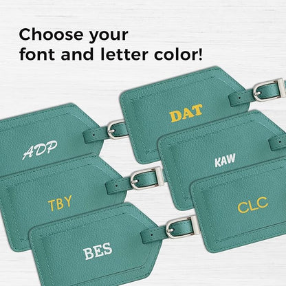Personalized Monogrammed Leather Luggage Tags - 3 Pack