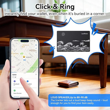 Air Tag Wallet Tracker Card 0.07in IP68 Waterproof Bluetooth Tracker Smart Wallets Finder, Passport, Work with Apple Find My, Wireless Charging, Card Locator[Apple MFi Certified] iOS Only