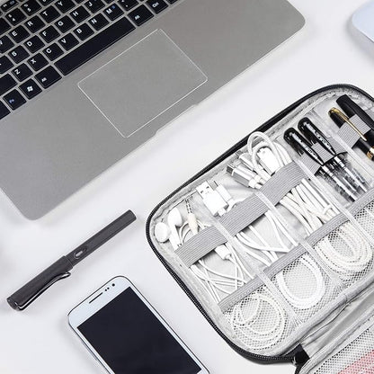 SELLYFELLY Travel Electronics Organizer Portable Cable Organizer Bag for Storage Electronic Accessories Case for Cord,Phone,Charger,Flash Drive (Black)