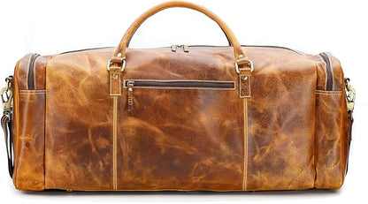 KomalC 24 inch Duffel Bag Travel Sports Overnight Weekend Leather Duffle Bag for Gym Sports Cabin Holdall bag
