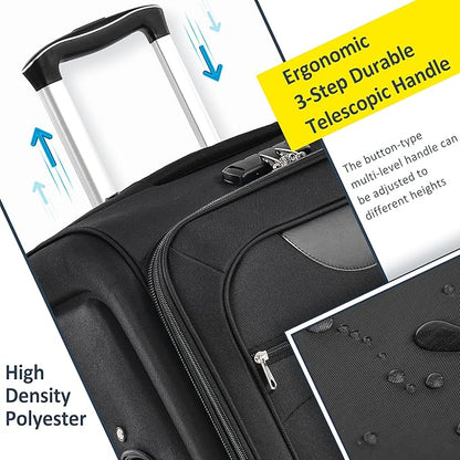 Luggage Sets 3 Piece Softside Expandable Lightweight Durable Softshell Suitcase Sets Spinner Wheels TSA Lock