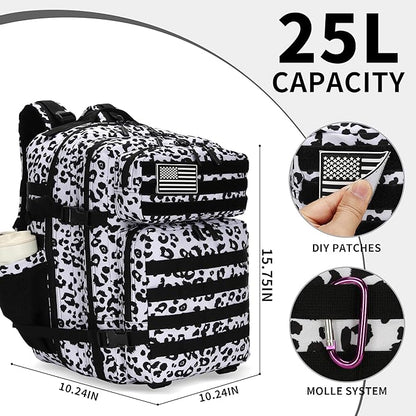 25L Tactical Backpack for Men and Women Small Military Tactical Backpack Heavy Duty Molle Assault Pack Daypack for Hiking Camping Travel Work Gym Outdoors (Leopard)