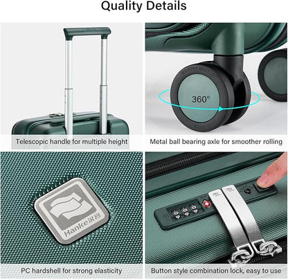 Hanke Hardside Expandable Checked Luggage, 24 Inch Top Opening Trunk Luggages with Spinner Wheels, All-PC Hard Shell Suitcase, Lightweight TSA Checked-Medium(Blackish Green, 83L)