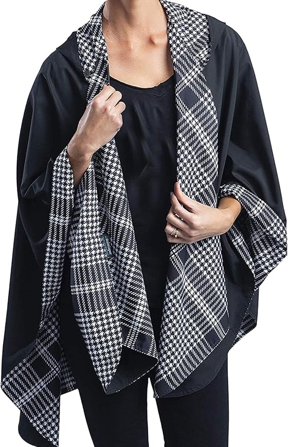 RainCaper Womens Rain Cape Poncho Coat Jacket with Hood Reversible Gorgeous Ultrasoft