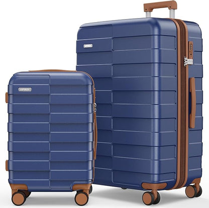 Luggage Sets 2 Piece 20/28 Inch (3-YEARS VIP SERVICE) Hardside Expandable Lightweight Ultra Durable 100% Polycarbonate Carry On Travel Suitcase with Spinner Wheels TSA Lock, Classic Blue