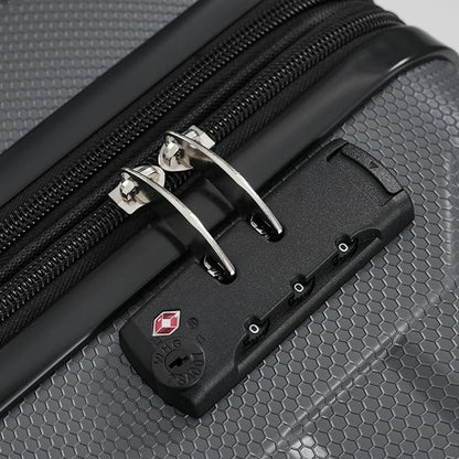 Hardshell Checked Luggage with Spinner Wheels, Expandable ABS Suitcase with TSA Lock, Travel Luggage with Telescopic Handle (Gray, 24 Inch)