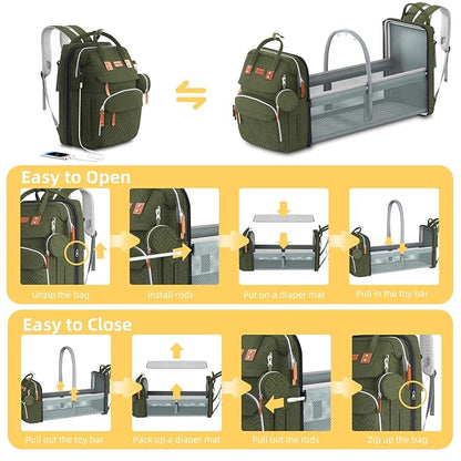 Diaper Bag Backpack with Changing Station, Large Diaper Bag, Baby Bag, Multifunctional Diaper Bag, ARMYGREEN