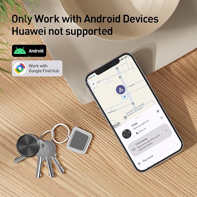 Air Tags-2 Pack Android Tracker Tag, Work with Google Find Hub App (Android Only), Loud Sound, Replaceable Battery, for Keys, Luggage, Suitcase, Backpack, Wallet