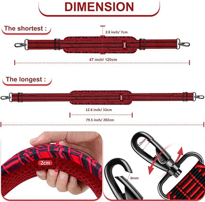 ZINZ 79.5" Universal Strap with Ultra-Thick Fixed Breathable Pad - Adjustable Heavy-Duty Shoulder Strap for Laptop, Crossbody, Luggage, Gym, Camera Bag and More - TH01B02