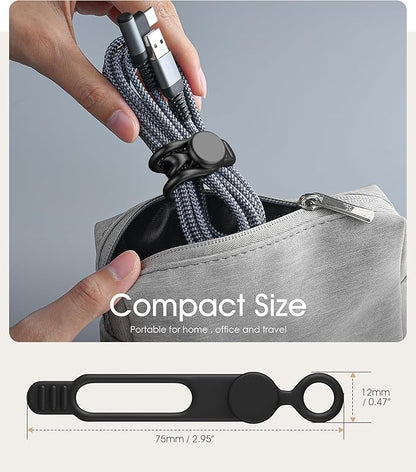 20Pcs Nearockle Silicone Cable Ties 3Inch Cord Organizer, Reusable Small Zip Ties Cable Organizer for Charging Cords Earphone Computer Wire, Office Desk Cable Management Travel Accessories(Black)