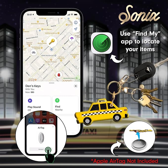 Sonix Keychain Case Compatible with GPS Smart Tracker | Protective Smart Tracker Cover Keychain Bag Charm | Taxi