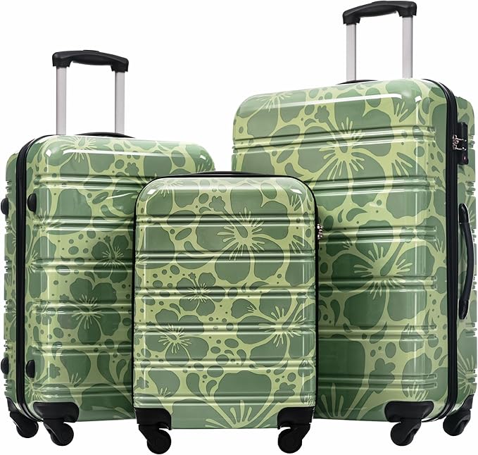 Luggage Sets 3 Piece Durable Suitcase Set with Spinner Wheels, 3 Pcs Hardside Lightweight luggage with TSA Lock, Large Checked Travel Suitcases