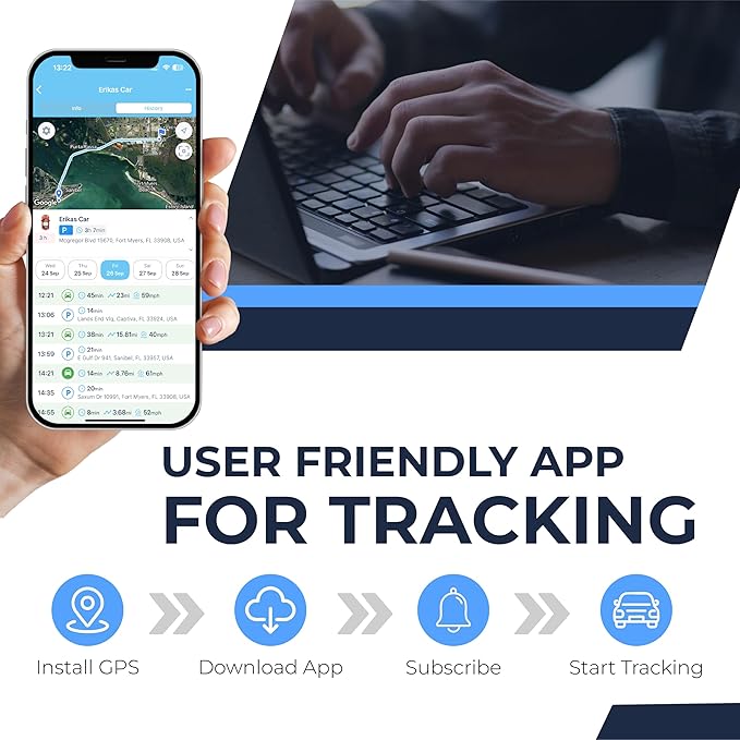 4G GPS Tracker for Vehicles - Real-Time GPS Tracker for Car, Truck, Van, Motorcycle - Hardwired 4G LTE Vehicle Tracking Device - Easy 2-Wire Install Tracking System - Subscription Required