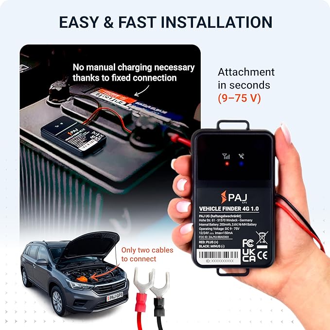 PAJ GPS Vehicle Finder 4G, 1.0 - Cellular Connected, Real Time Tracking GPS Tracker for Cars, Motorcycles, Trucks & More - Versatile & Secure Fleet Management