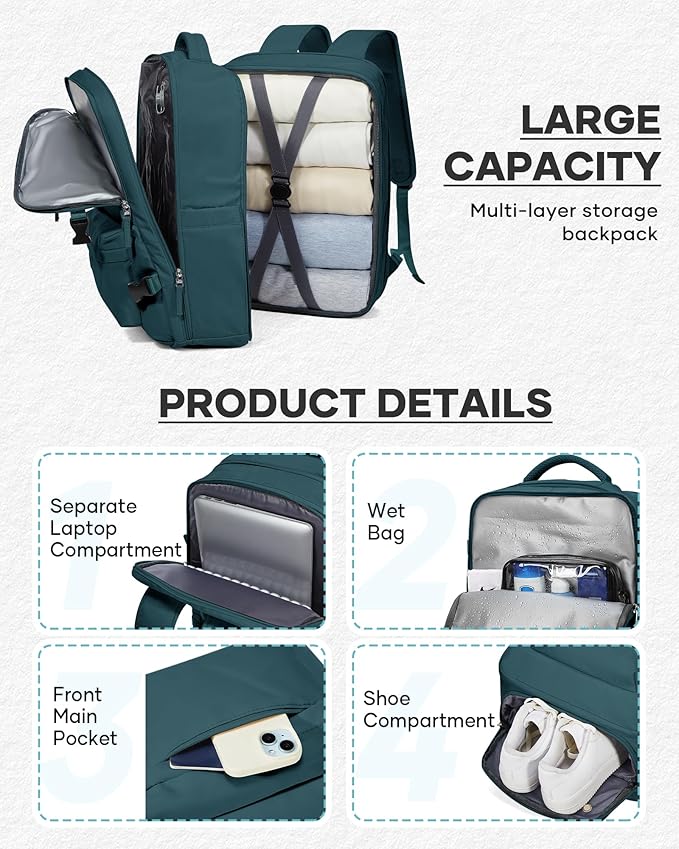 coofay Vacuum Backpack Travel with Pump Travel Backpack with Vacuum System Compression Backpacks for Traveling Easyvacpack Vacpack Backpacks Carry on Luggage
