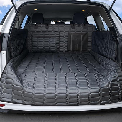 SUV Cargo Liner for Dogs, Waterproof Pet Cargo Cover with Bumper Flap Protector, Scrachproof Non-Slip Dog Seat Mat for SUVs, Large Size Cargo Liner Universal Fit Black